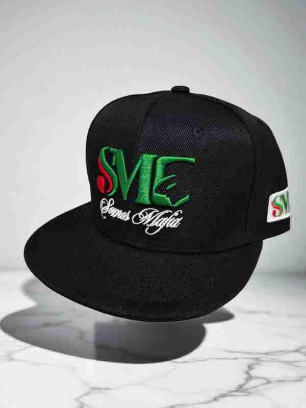 VERSION 2 SM  BLACK COLOR SNAPBACK CAP.